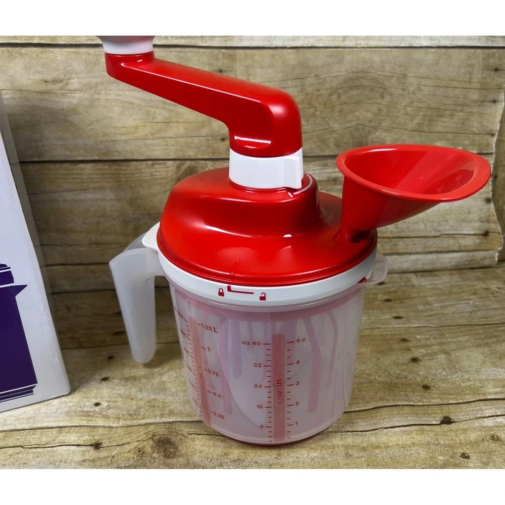 Tupperware EZ Speedy Manual Whip N Mix Funnel Chili Red NEW Box‎